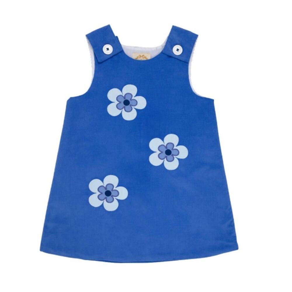 The Beaufort Bonnet Company Girls Blue Corduroy Juliet Jumper Dress Size 4T